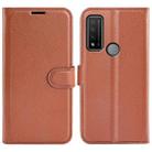 For TCL 20 R 5G Litchi Texture Horizontal Flip Phone Protective Case with Holder & Card Slots & Wallet(Brown) - 1