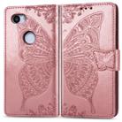 Butterfly Love Flowers Embossing Horizontal Flip Leather Case for Google Pixel 3A , with Holder & Card Slots & Wallet & Lanyard(Rose gold) - 1