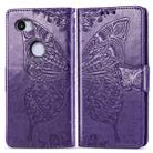 Butterfly Love Flowers Embossing Horizontal Flip Leather Case for Google Pixel 3A , with Holder & Card Slots & Wallet & Lanyard(Dark Purple) - 1