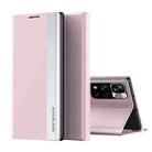 International Version For Xiaomi Redmi Note 11 Pro /Note 11 Pro+ Side Electroplated Magnetic Leather Phone Case with  Holder(Pink) - 1