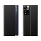 International Version For Xiaomi Redmi Note 11 Pro / Note 11 Pro+ Side Display Magnetic Plain Texture Cloth + PC Case with Holder(Black) - 1