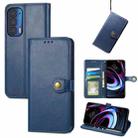 For Motorola Moto Edge 2021  Solid Color Leather Buckle Phone Case(Blue) - 1