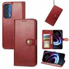 For Motorola Moto Edge 2021  Solid Color Leather Buckle Phone Case(Red) - 1