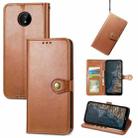 For Nokia C20 Solid Color Leather Buckle Phone Case(Brown) - 1