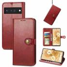 For Google Pixel 6 Pro Solid Color Leather Buckle Phone Case(Red) - 1