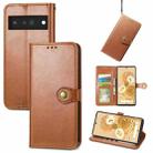 For Google Pixel 6 Pro Solid Color Leather Buckle Phone Case(Brown) - 1