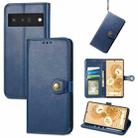 For Google Pixel 6 Solid Color Leather Buckle Phone Case(Blue) - 1