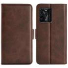 For ZTE Blade V30 Dual-side Magnetic Buckle Horizontal Flip Phone Leather Case with Holder & Card Slots & Wallet(Brown) - 1