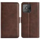 For OPPO Realme Narzo 50A Dual-side Magnetic Buckle Horizontal Flip Leather Case with Holder & Card Slots & Wallet(Brown) - 1