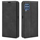 For Samsung Galaxy M22 Retro-skin Magnetic Suction Leather Case with Holder & Card Slots & Wallet(Black) - 1