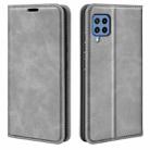 For Samsung Galaxy M22 Retro-skin Magnetic Suction Leather Case with Holder & Card Slots & Wallet(Grey) - 1