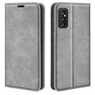 For Samsung Galaxy M52 5G Retro-skin Magnetic Suction Leather Case with Holder & Card Slots & Wallet(Grey) - 1