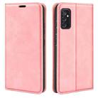 For Samsung Galaxy M52 5G Retro-skin Magnetic Suction Leather Case with Holder & Card Slots & Wallet(Pink) - 1