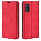 For Samsung Galaxy M52 5G Retro-skin Magnetic Suction Leather Case with Holder & Card Slots & Wallet(Red) - 1