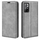 For Xiaomi Redmi Note 11 Retro-skin Magnetic Suction Leather Case with Holder & Card Slots & Wallet(Grey) - 1
