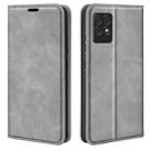 For OPPO Realme 8i Retro-skin Magnetic Suction Leather Case with Holder & Card Slots & Wallet(Grey) - 1