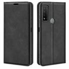 For TCL 20 R 5G Retro-skin Business Magnetic Suction Phone Leather Case with Holder & Card Slots & Wallet(Black) - 1