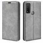 For TCL 20 R 5G Retro-skin Business Magnetic Suction Phone Leather Case with Holder & Card Slots & Wallet(Grey) - 1