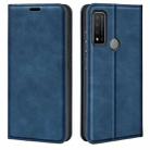 For TCL 20 R 5G Retro-skin Business Magnetic Suction Phone Leather Case with Holder & Card Slots & Wallet(Dark Blue) - 1