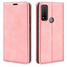 For TCL 20 R 5G Retro-skin Business Magnetic Suction Phone Leather Case with Holder & Card Slots & Wallet(Pink) - 1