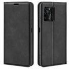 For ZTE Blade V30 Retro-skin Business Magnetic Suction Phone Leather Case with Holder & Card Slots & Wallet(Black) - 1