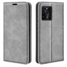 For ZTE Blade V30 Retro-skin Business Magnetic Suction Phone Leather Case with Holder & Card Slots & Wallet(Grey) - 1