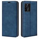 For ZTE Blade V30 Retro-skin Business Magnetic Suction Phone Leather Case with Holder & Card Slots & Wallet(Dark Blue) - 1