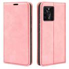 For ZTE Blade V30 Retro-skin Business Magnetic Suction Phone Leather Case with Holder & Card Slots & Wallet(Pink) - 1