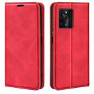 For ZTE Blade V30 Retro-skin Business Magnetic Suction Phone Leather Case with Holder & Card Slots & Wallet(Red) - 1