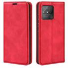 For OPPO Realme Narzo 50A Retro-skin Magnetic Suction Leather Case with Holder & Card Slots & Wallet(Red) - 1