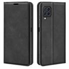 For Samsung Galaxy F22 Retro-skin Magnetic Suction Leather Case with Holder & Card Slots & Wallet(Black) - 1