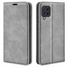 For Samsung Galaxy F22 Retro-skin Magnetic Suction Leather Case with Holder & Card Slots & Wallet(Grey) - 1