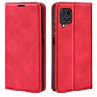 For Samsung Galaxy F22 Retro-skin Magnetic Suction Leather Case with Holder & Card Slots & Wallet(Red) - 1