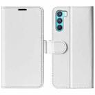 For OPPO K9 Pro R64 Texture Single Horizontal Flip Protective Case with Holder & Card Slots & Wallet& Photo Frame(White) - 1