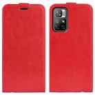 For Xiaomi Redmi Note 11 R64 Texture Single Vertical Flip Leather Protective Case with Card Slots & Photo Frame(Red) - 1