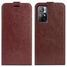 For Xiaomi Redmi Note 11 R64 Texture Single Vertical Flip Leather Protective Case with Card Slots & Photo Frame(Brown) - 1