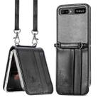 For Samsung Galaxy Z Flip 5G Diagonal Lanyard Embossed Card Phone Case(Black) - 1