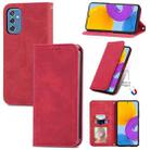 For Samsung Galaxy M52 5G Retro Skin Feel Magnetic Horizontal Flip Leather Case with Holder & Card Slots & Wallet & Photo Frame(Red) - 1