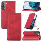For Samsung Galaxy S22 5G Retro Skin Feel Magnetic Horizontal Flip Leather Case with Holder & Card Slots & Wallet & Photo Frame(Red) - 1