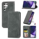 For Samsung Galaxy S22 Ultra 5G Retro Skin Feel Magnetic Horizontal Flip Leather Case with Holder & Card Slots & Wallet & Photo Frame(Gray) - 1