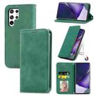 For Samsung Galaxy S22 Ultra 5G Retro Skin Feel Magnetic Horizontal Flip Leather Case with Holder & Card Slots & Wallet & Photo Frame(Green) - 1