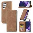 For Samsung Galaxy S22 Ultra 5G Retro Skin Feel Magnetic Horizontal Flip Leather Case with Holder & Card Slots & Wallet & Photo Frame(Brown) - 1