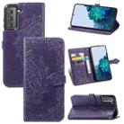 For Samsung Galaxy S22 5G Mandala Flower Embossed Horizontal Flip Leather Case with Holder & Card Slots & Wallet & Lanyard(Purple) - 1