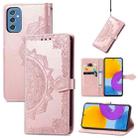 For Samsung Galaxy M52 5G Mandala Flower Embossed Horizontal Flip Leather Case with Holder & Card Slots & Wallet & Lanyard(Rose Gold) - 1