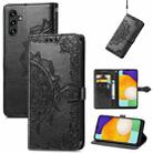 For Samsung Galaxy A13 5G Mandala Flower Embossed Horizontal Flip Leather Case with Holder & Card Slots & Wallet & Lanyard(Black) - 1