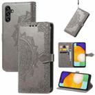 For Samsung Galaxy A13 5G Mandala Flower Embossed Horizontal Flip Leather Case with Holder & Card Slots & Wallet & Lanyard(Gray) - 1