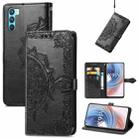 For OPPO  K9 Pro Mandala Flower Embossed Horizontal Flip Leather Case with Holder & Card Slots & Wallet & Lanyard(Black) - 1