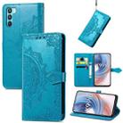 For OPPO  K9 Pro Mandala Flower Embossed Horizontal Flip Leather Case with Holder & Card Slots & Wallet & Lanyard(Blue) - 1