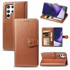 For Samsung Galaxy S22 Ultra 5G Solid Color Leather Buckle Phone Case(Brown) - 1