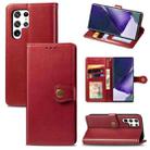 For Samsung Galaxy S22 Ultra 5G Solid Color Leather Buckle Phone Case(Red) - 1